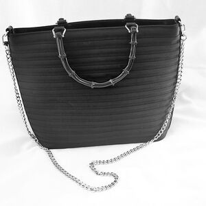 GUCCI Black Nylon Handbag With Bamboo Hand Straps